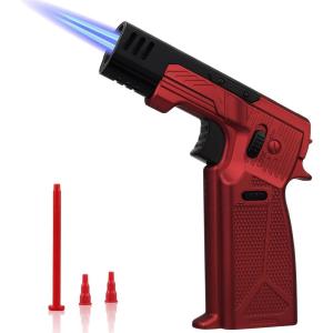imageSondiko Double Flame Core Butane Torch Lighter Refillable Kitchen Torch for Cooking Industrial Welding Black amp Red Butane Gas Not IncludedRed