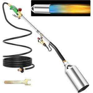 imageSondiko Propane Torch Weed Burner with 10 FT Hose High Output Weed Torch Flamethrower 30 Detachable Long Arm Heavy Duty Blow Torch with Flame ControlPROPANE TANK NOT INCLUDEDGreen Big Torch