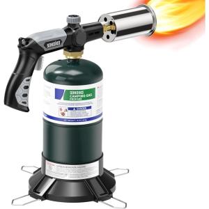 imageSondiko Powerful Propane Torch Gun Cooking Torch for Sous Vide Charcoal Starter and Steak Searing Best for Outdoor BBQ Party and Camping Gray amp Black Gas Welding KitTank Not IncludedGray