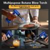 imageSondiko Butane Torch Lighter with Visible Fuel Window Refillable Soldering Torch with Adjustable Flame for Welding Resin Art IndustrialButane Gas Not IncludedBlue  Black