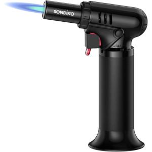 imageSondiko Butane Torch Lighter with Visible Fuel Window Refillable Soldering Torch with Adjustable Flame for Welding Resin Art IndustrialButane Gas Not IncludedBlack 2